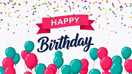 Happy Birthday Animated Card with Balloons and Confetti - Powered by Adobe