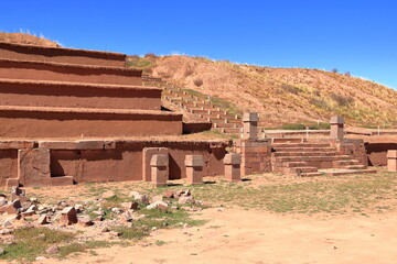 old stones at the Tiwanaku Tiawanacu Tiahuanaco ruin site, Bolivia