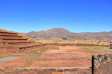 old stones at the Tiwanaku Tiawanacu Tiahuanaco ruin site, Bolivia