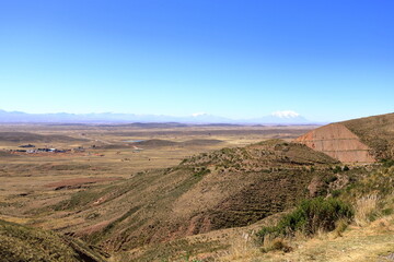 landscape in the north of Bolivia with the Cordilleras in the background
