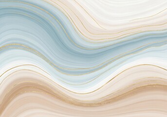 Pastel wave abstract design with gold accents and flowing composition