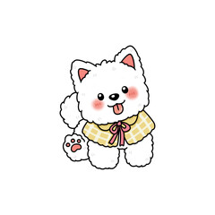 Cute Fluffy Dog Wearing Plaid Scarf