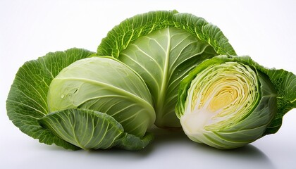 Fresh Ripe Cabbage Vegetable Isolated On White Background