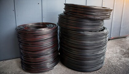 Commercial Garage Door Springs Stacked On A Concrete Floor