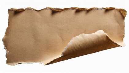 Torn Strip Of Old Worn Paper With Wrinkled Corner Isolated For Collage And Scrapbooking