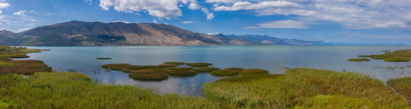 Panoramic view of Scutari lake in Albania near Shkodra 