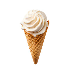 Vanilla ice cream cone isolated on a plain black background