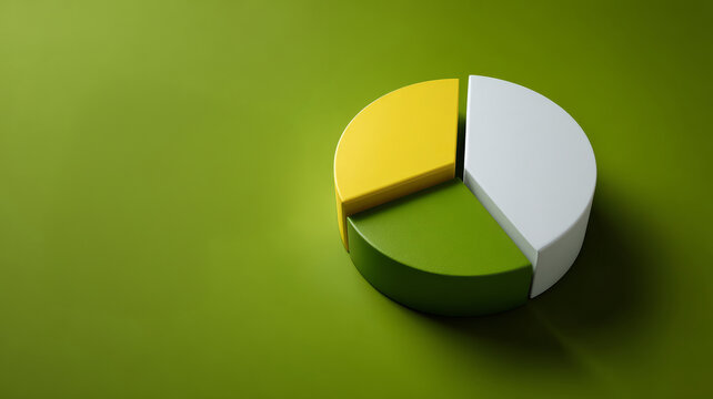 3D pie chart with green background and segmented colors