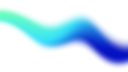 Abstract element of glowing green and blue gradient wave lines blurred with noise texture