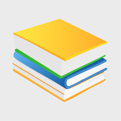 Stacked books illustration education and knowledge concept with colorful covers
