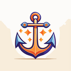 Stylized anchor illustration with geometric design and decorative elements