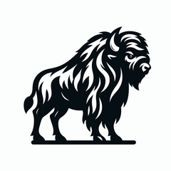 Minimalist Bison Logo on White Background Vector Icon Simple Geometric Animal Silhouette Clean Design for Branding