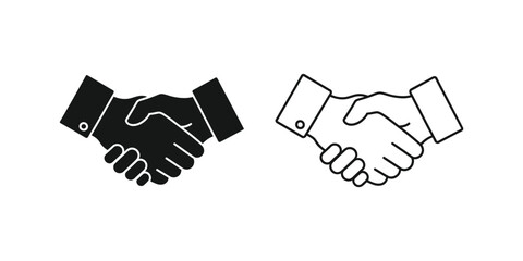 Handshake Icons: Solid and Outline