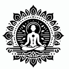 Yoga Meditative Logo on White Background Minimalist Zen Icon Vector