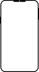 Outline of a modern smartphone with a notch and camera cutout on a white background Keywords: smartphone, phone, mobile, device, technology, gadget, outline, silhouette, frame, border, screen