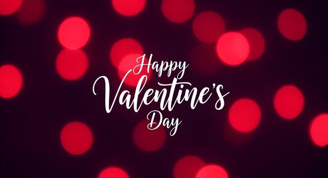 Happy valentines day message with red bokeh lights background for celebration