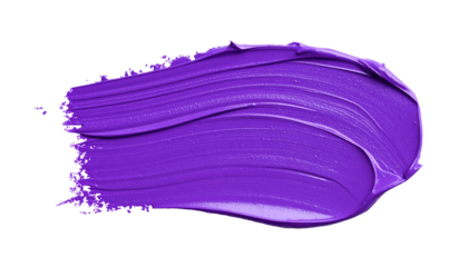 textured abstract violet color paint stroke isolated on transparent background, png