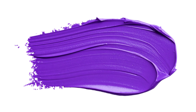 textured abstract violet color paint stroke isolated on transparent background, png