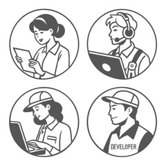 set of business people