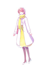 外出する女性　笑顔　冬