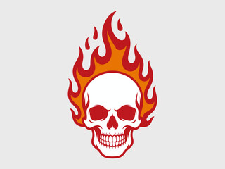 An eye-catching skull surrounded by vivid flames, blending danger and allure, a perfect visual for edgy designs, punk culture, or themed graphics in promotional materials.