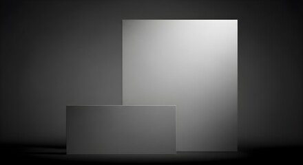 Minimalist studio shot of two geometric shapes on a dark gray background