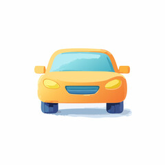 Yellow car illustration on white background for transportation and travel