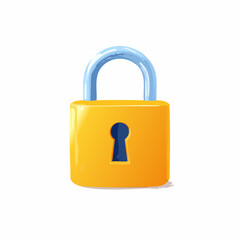 Yellow padlock illustration against white background for security concept
