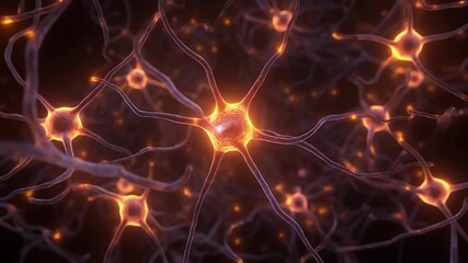 Active Neural Network Flowing Electrical Impulses Inside Brain Structure - Powered by Adobe