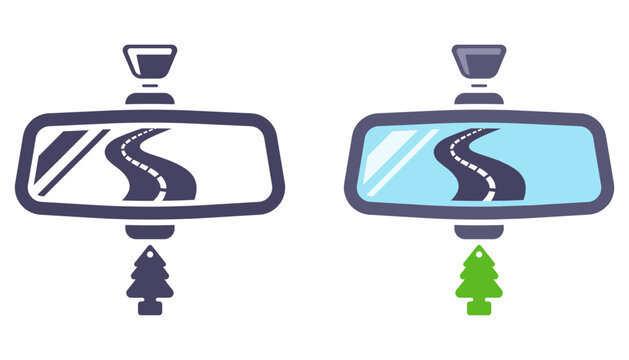 Rearview mirror in a car. Flat illustration.