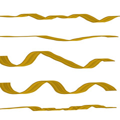 Golden wavy lines set element isolated on transparent background