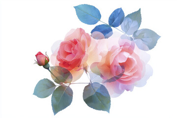 Beautiful floral arrangement featuring soft pink roses and green leaves, creating serene and delicate atmosphere