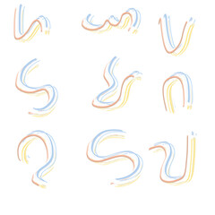 Abstract textured brush strokes isolated on transparent background