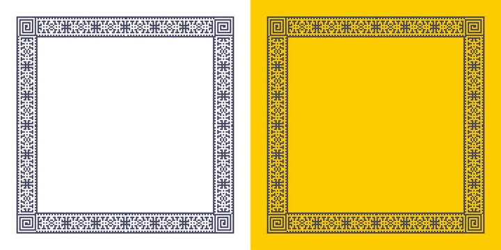 Geometric ornament in the shape of a square. Flat illustration.