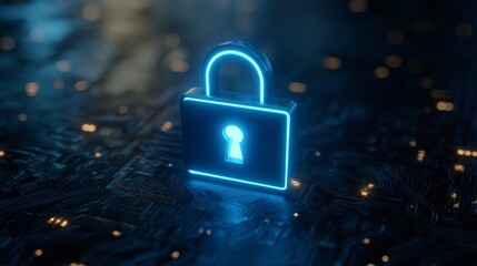 Secure Technology: A Glowing Padlock Symbolizing Data Encryption and Online Protection