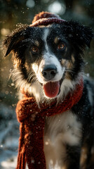 Holiday Pet Marketing - Dog in Snow with Hat - Seasonal Joy