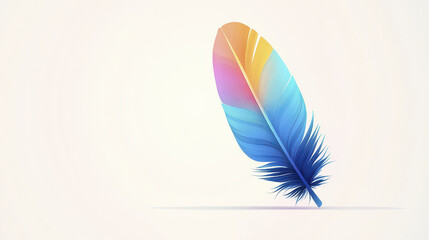 Vibrant feather illustration featuring gradient of colors, showcasing artistic design and creativity
