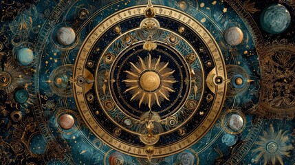 Celestial alignment event outer space digital art cosmic environment abstract viewpoint astrological concepts