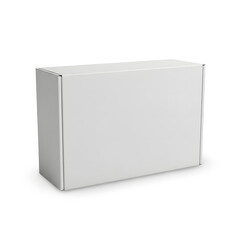 Blank White Rectangular Cardboard Box Mockup, 3D Render, Isolated