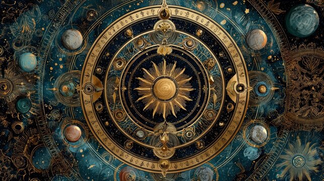 Celestial alignment event outer space digital art cosmic environment abstract viewpoint astrological concepts