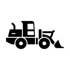 Front loader glyph icon. construction vehicle illustration.