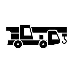 Crane truck glyph icon. crane illustration.