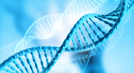 DNA strand on scientific background. 3d illustration