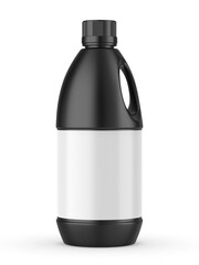 Round HDPE side handle Jerrycan for water, oil, milk and chemical storage on white background for branding and mock up design, 3d  illustration.