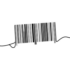 Barcode Continuous Line Drawing, Minimalist Single Stroke Art of Product Scanner Code, Simple Hand Drawn Outline for Commerce and Technology