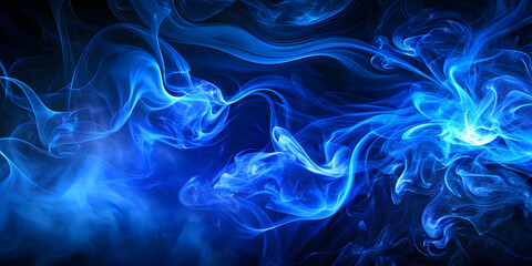 Abstract blue smoke on black background. Fantasy fractal texture. Digital art.
