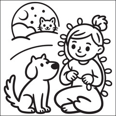 Cozy Girls season black and white coloring pages