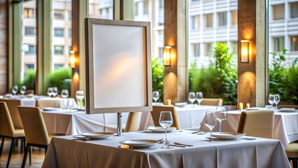 Empty menu board on a restaurant table ready for your text or advertisement