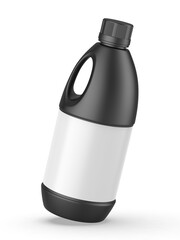 Round HDPE side handle Jerrycan for water, oil, milk and chemical storage on white background for branding and mock up design, 3d  illustration.