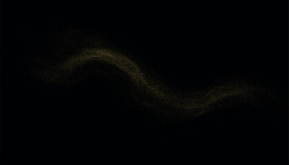 Curved Golden Particle Trail on Black Background